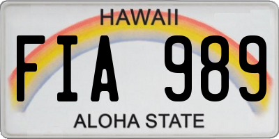 HI license plate FIA989