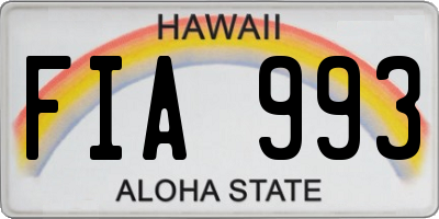 HI license plate FIA993
