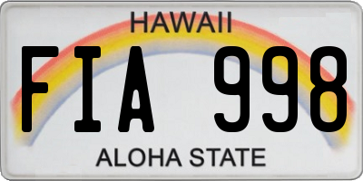 HI license plate FIA998