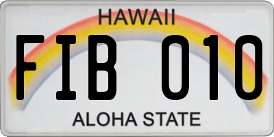 HI license plate FIB010