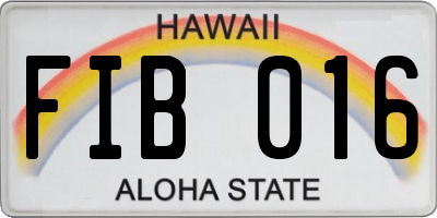 HI license plate FIB016