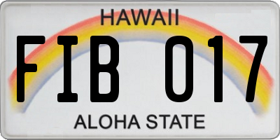 HI license plate FIB017