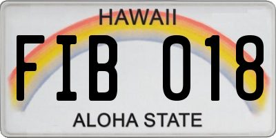 HI license plate FIB018