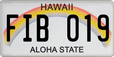HI license plate FIB019