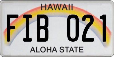 HI license plate FIB021