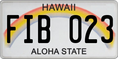 HI license plate FIB023