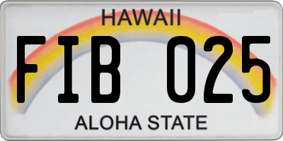 HI license plate FIB025