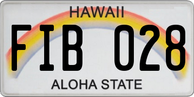 HI license plate FIB028