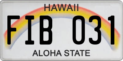HI license plate FIB031