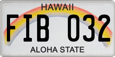 HI license plate FIB032