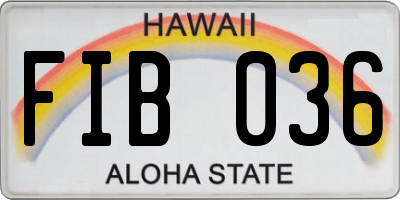 HI license plate FIB036