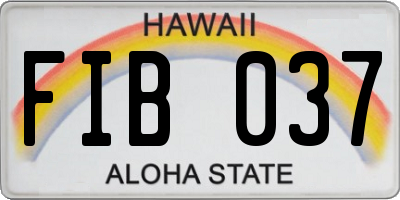 HI license plate FIB037