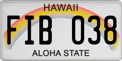 HI license plate FIB038