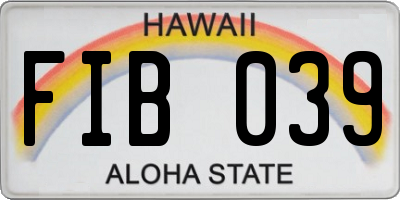 HI license plate FIB039