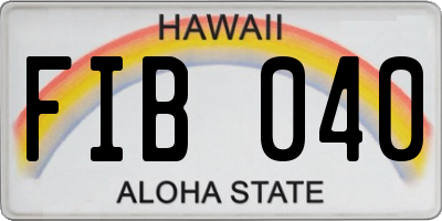 HI license plate FIB040