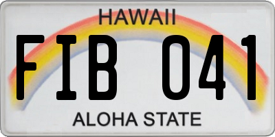 HI license plate FIB041