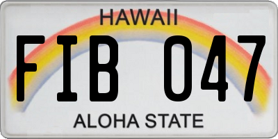 HI license plate FIB047