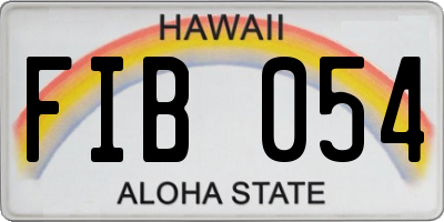 HI license plate FIB054