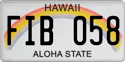 HI license plate FIB058