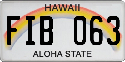 HI license plate FIB063