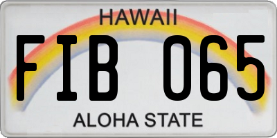 HI license plate FIB065