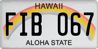 HI license plate FIB067