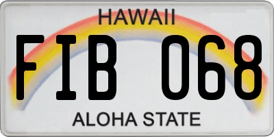 HI license plate FIB068