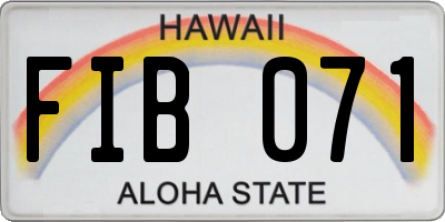 HI license plate FIB071