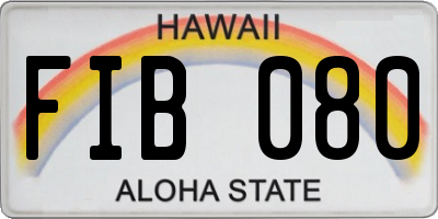 HI license plate FIB080