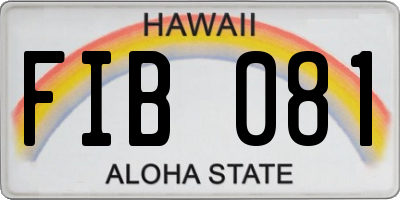 HI license plate FIB081