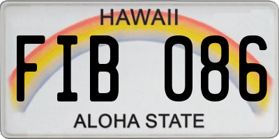HI license plate FIB086