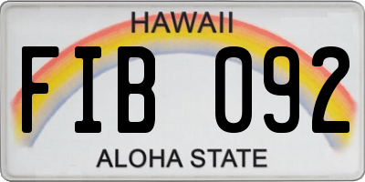 HI license plate FIB092