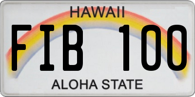 HI license plate FIB100