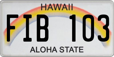 HI license plate FIB103