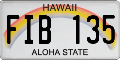 HI license plate FIB135