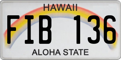 HI license plate FIB136