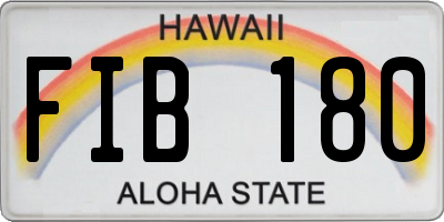 HI license plate FIB180