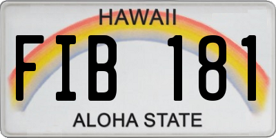 HI license plate FIB181