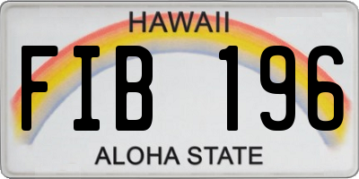 HI license plate FIB196