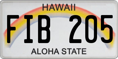 HI license plate FIB205