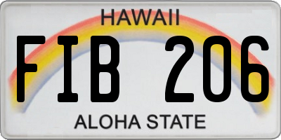 HI license plate FIB206