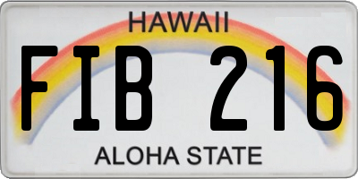 HI license plate FIB216