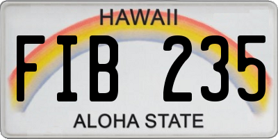 HI license plate FIB235