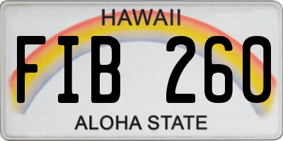 HI license plate FIB260