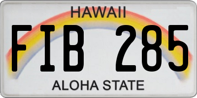 HI license plate FIB285