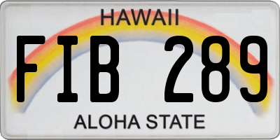 HI license plate FIB289