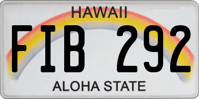 HI license plate FIB292