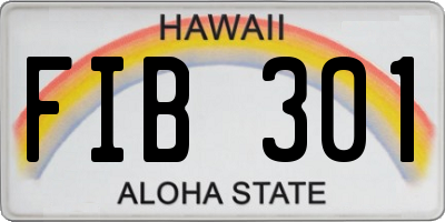 HI license plate FIB301