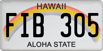 HI license plate FIB305