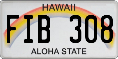 HI license plate FIB308